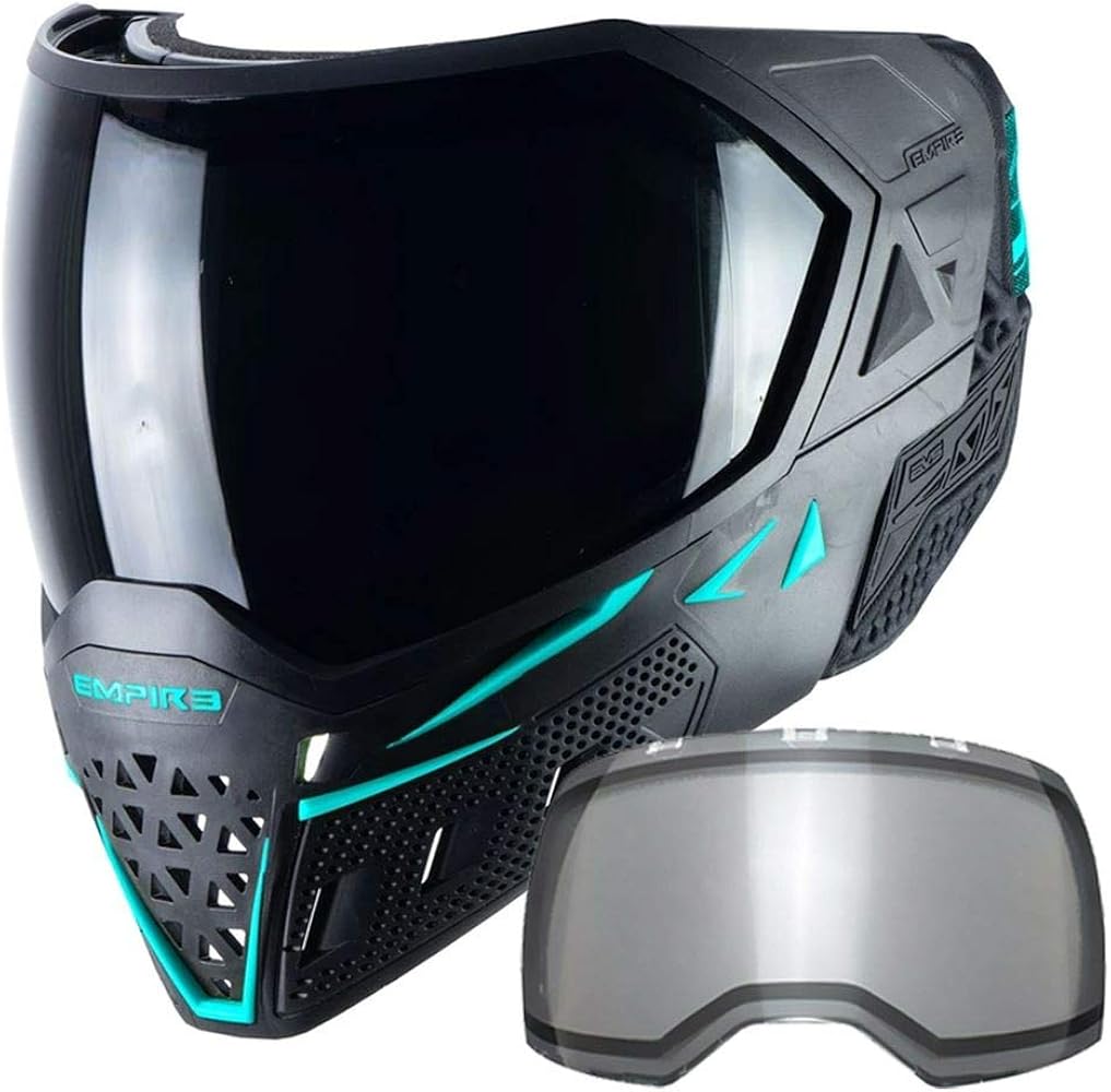 Empire EVS Thermal Paintball Goggles Mask - Black/Aqua Blue w Ninja & Clear Lens