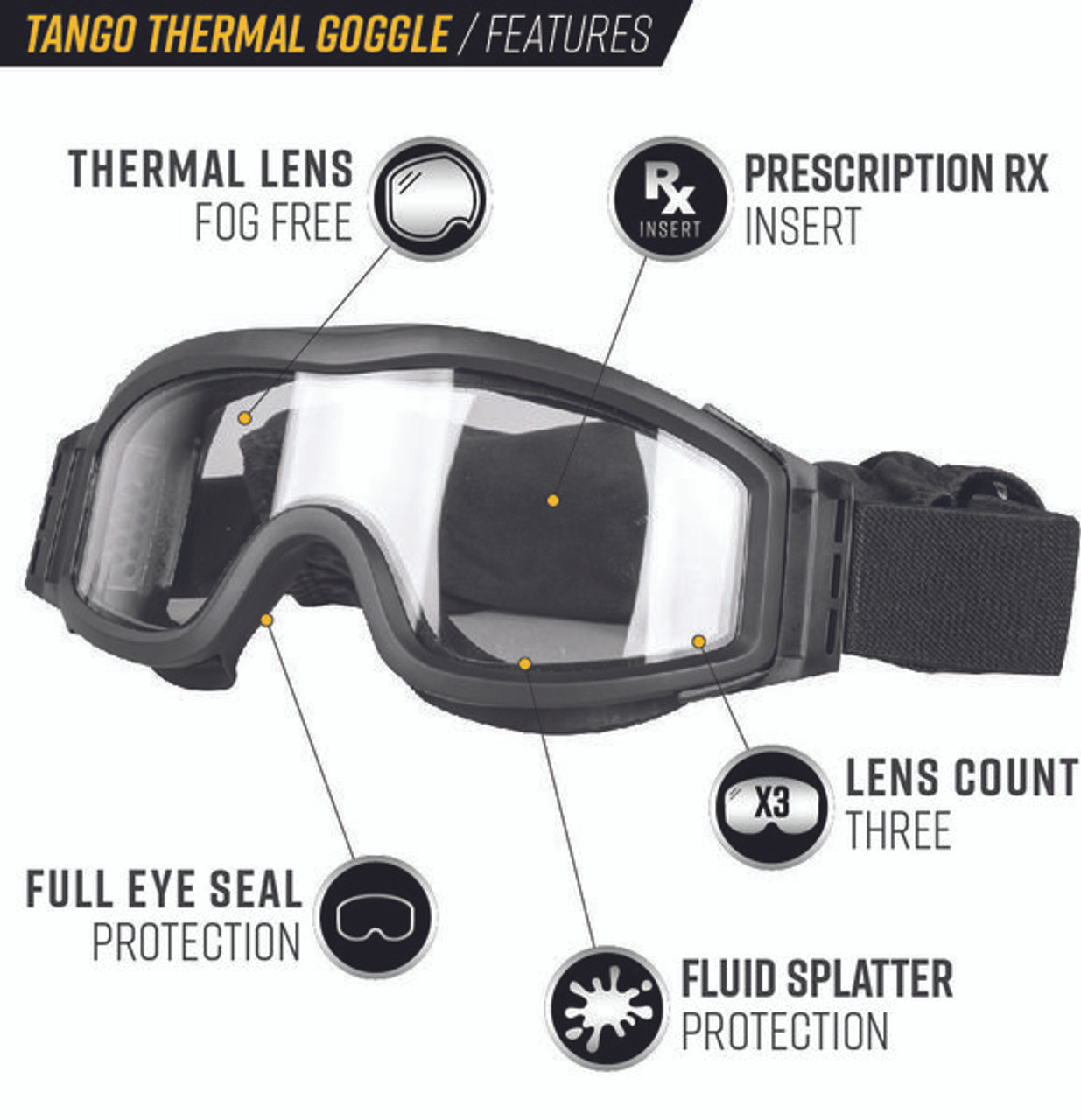 Valken Goggle V-TAC Tango Thermal, Black